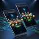 Sleek smartphone and tablet displaying vibrant no-download online slot games within web browsers, with secure padlock icons, symbolizing instant, secure, and cross-device gaming in Malaysia.